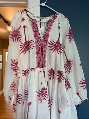 Alix of Bohemia Sula Pink Palm Mini Dress